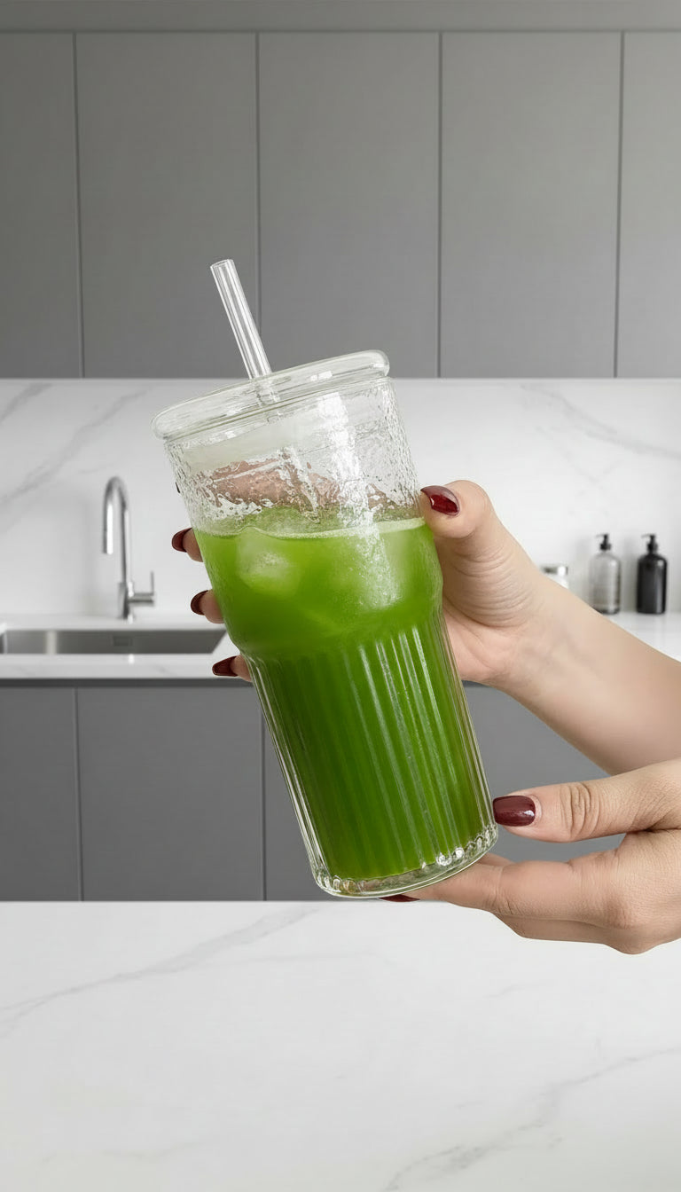 CINDY Glass Cup with straw 750ml