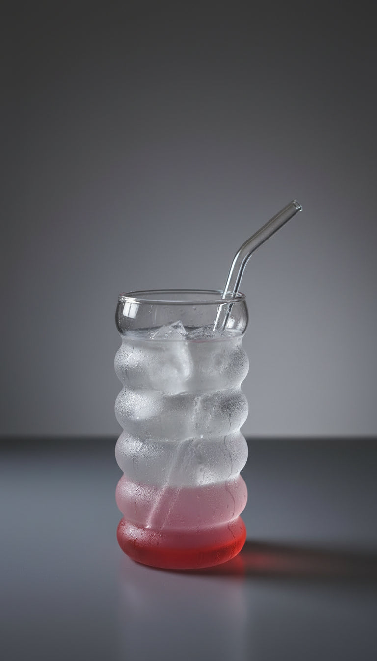 BERRY Glass with straw 500ml
