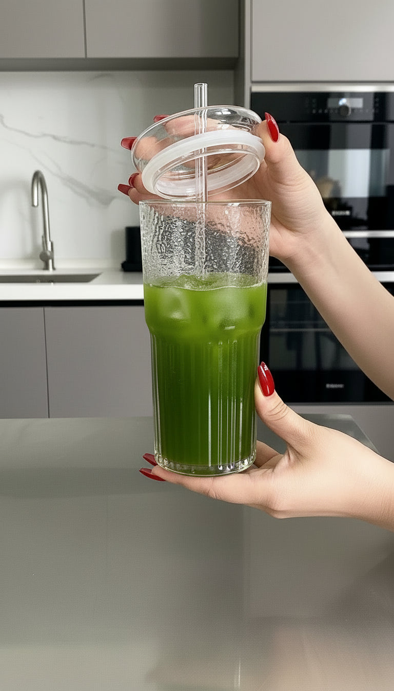 CINDY Glass Cup with straw 750ml