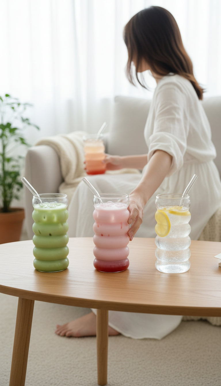 BERRY Glass with straw 500ml