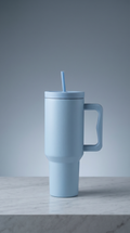 BLUE Insulated Bottle Cup with straw 1200ml
