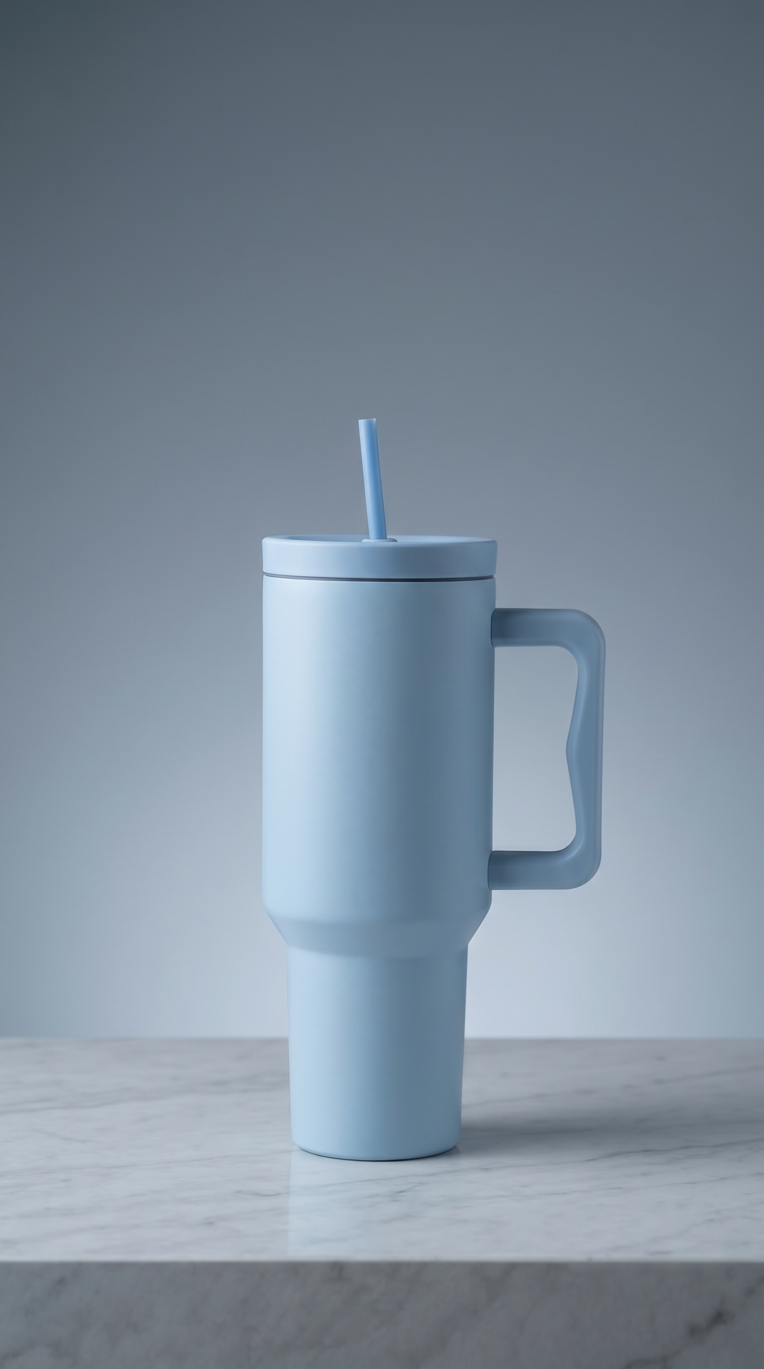 BLUE Insulated Bottle Cup with straw 1200ml