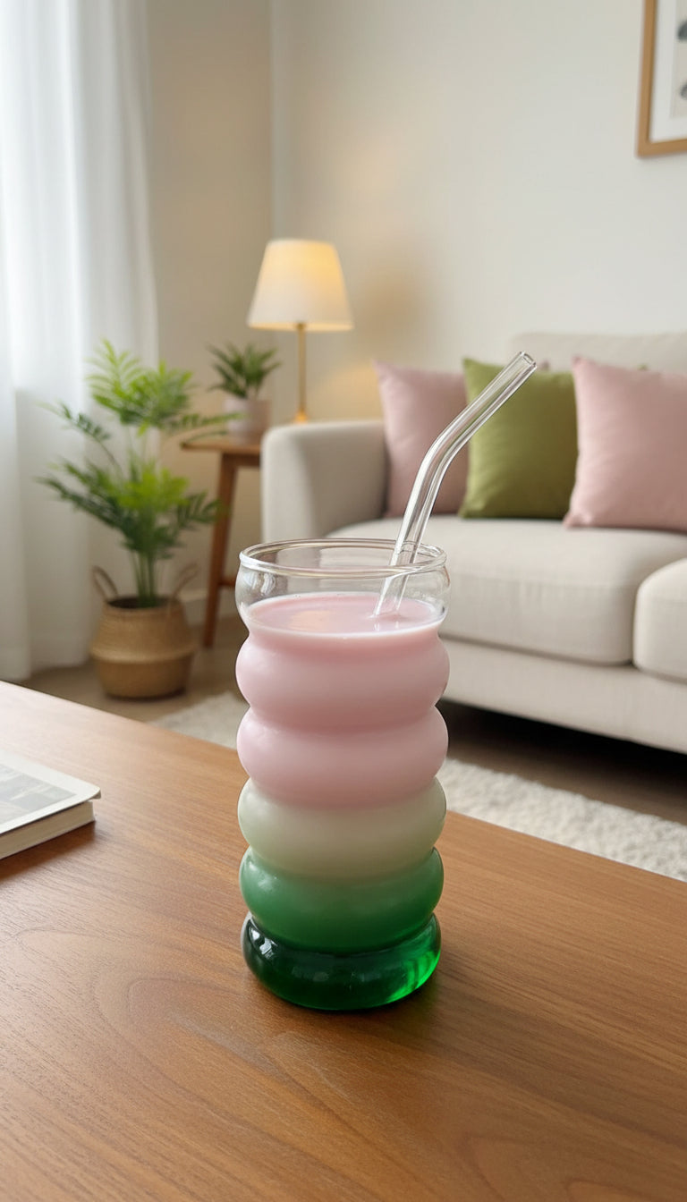 BERRY Glass with straw 500ml